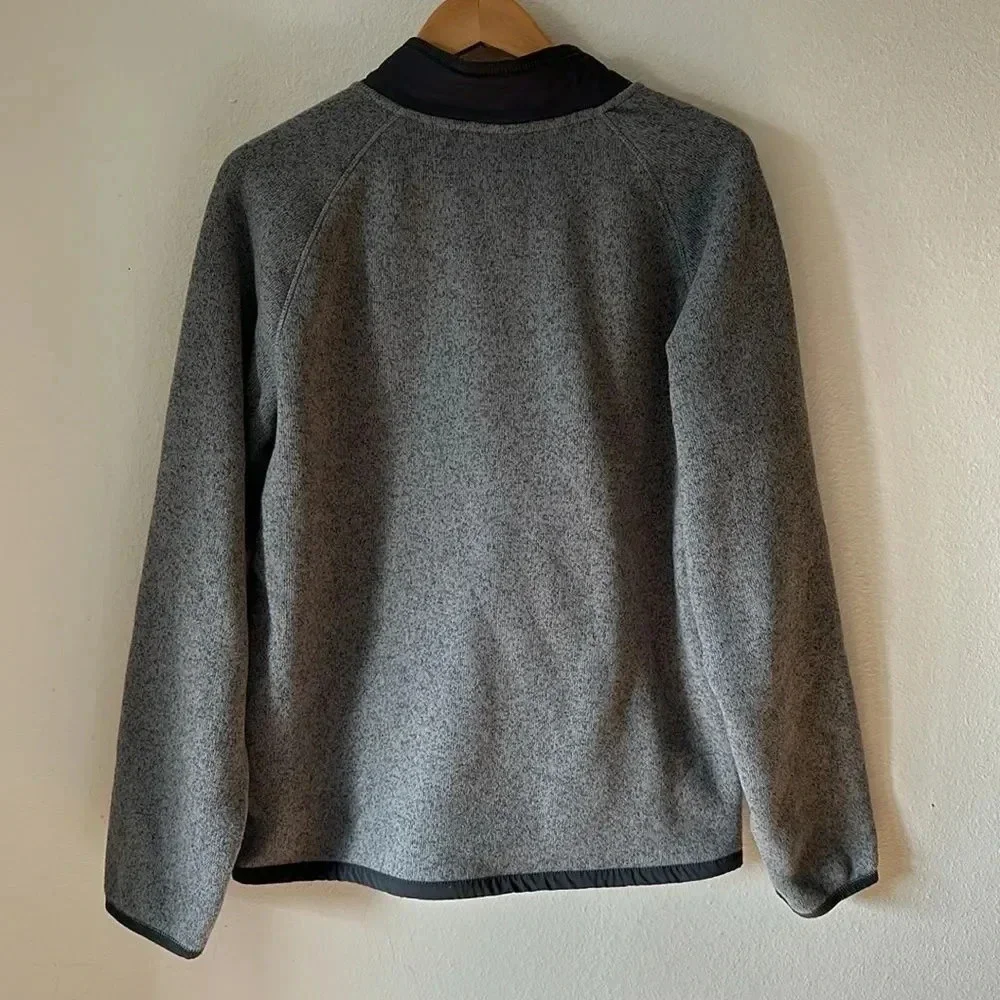 The North Face L men’s zip front fleece jacket grey w/ charcoal great pre owned